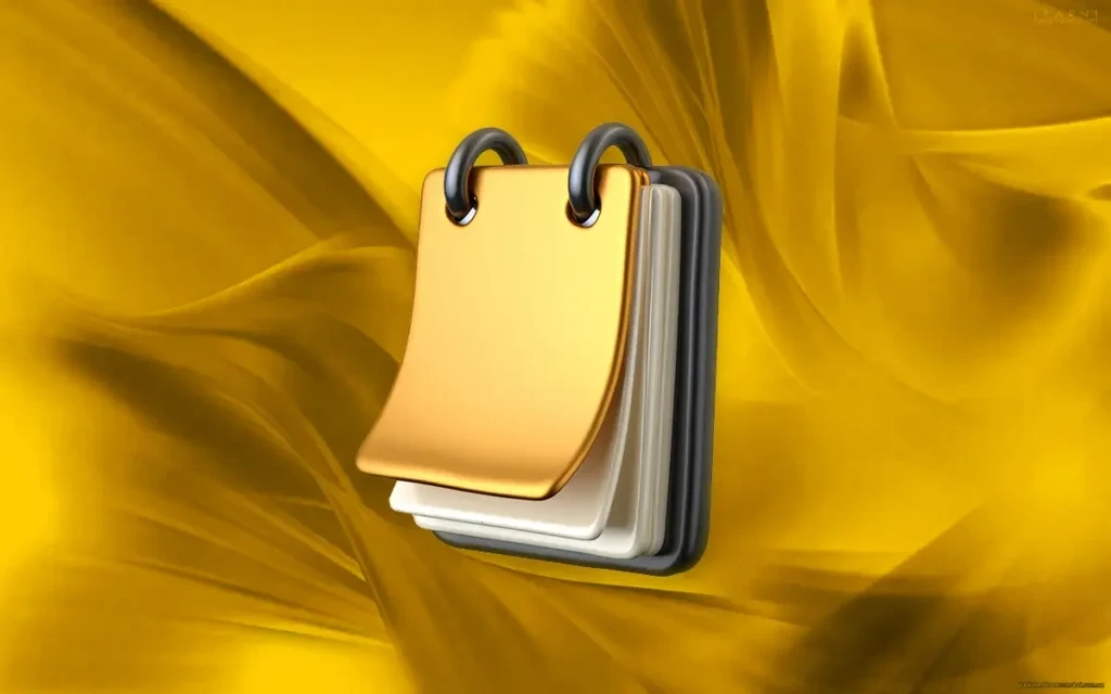 Three-dimensional calendar icon on gold background