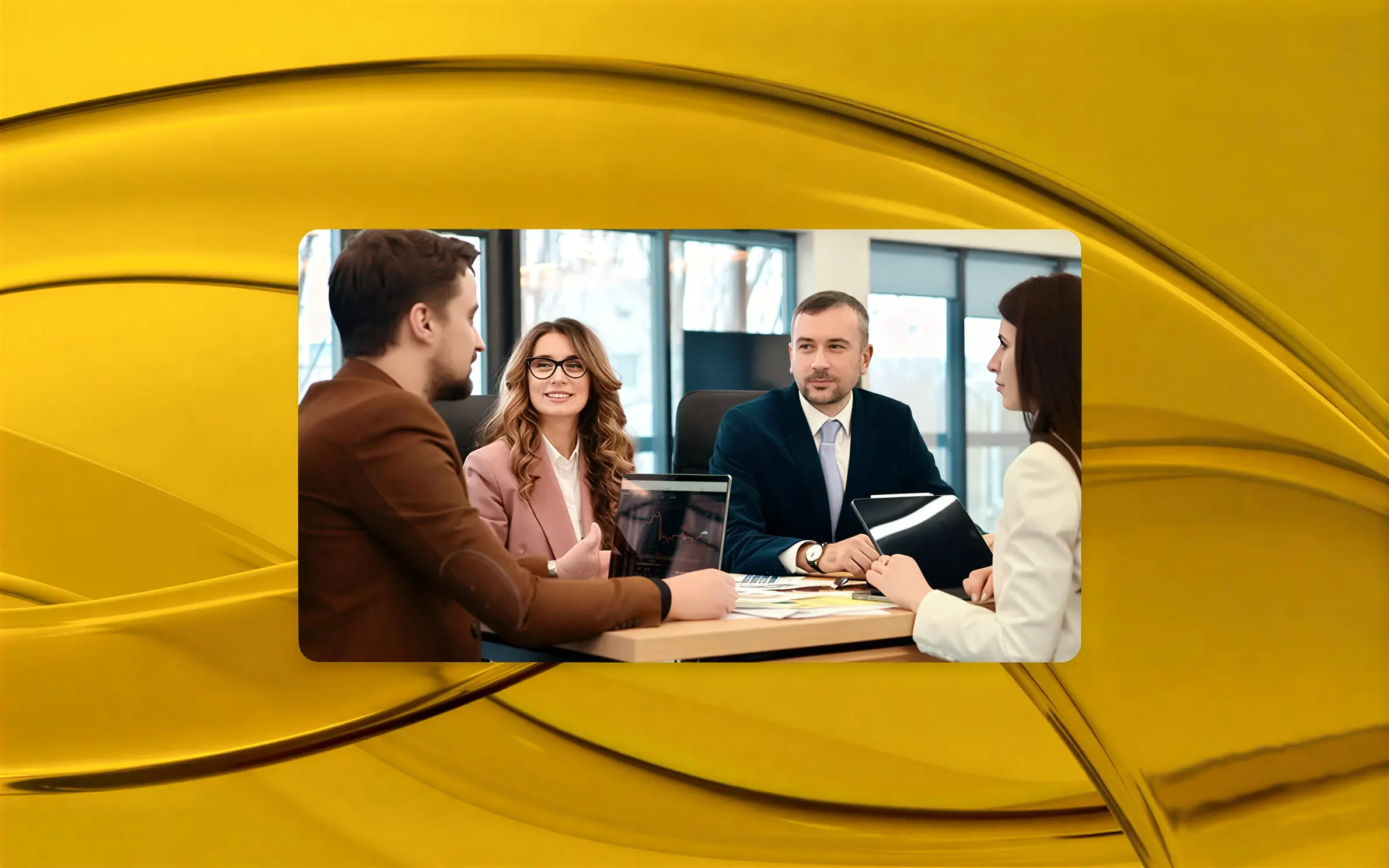 Consultants meeting with clients around table